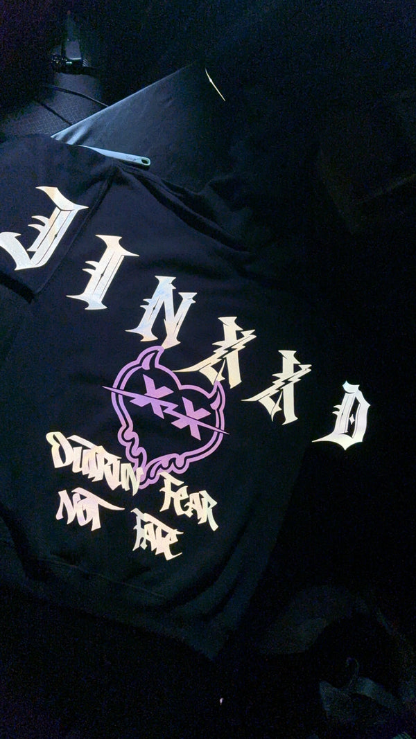 JINXXD Reflective Hoodie — “Outrun Fear Not Fate” Edition